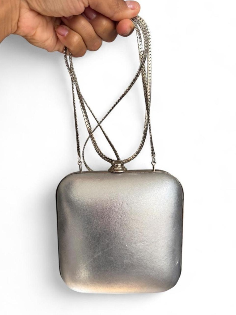 Rachel and Co Silver Metallic Square Crossbody Clutch